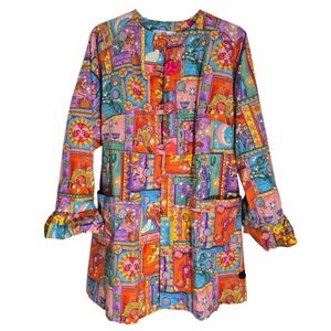 KMH Originals Zodiac Astrology Print Tunic Blazer Multi Color Festival Boho 10